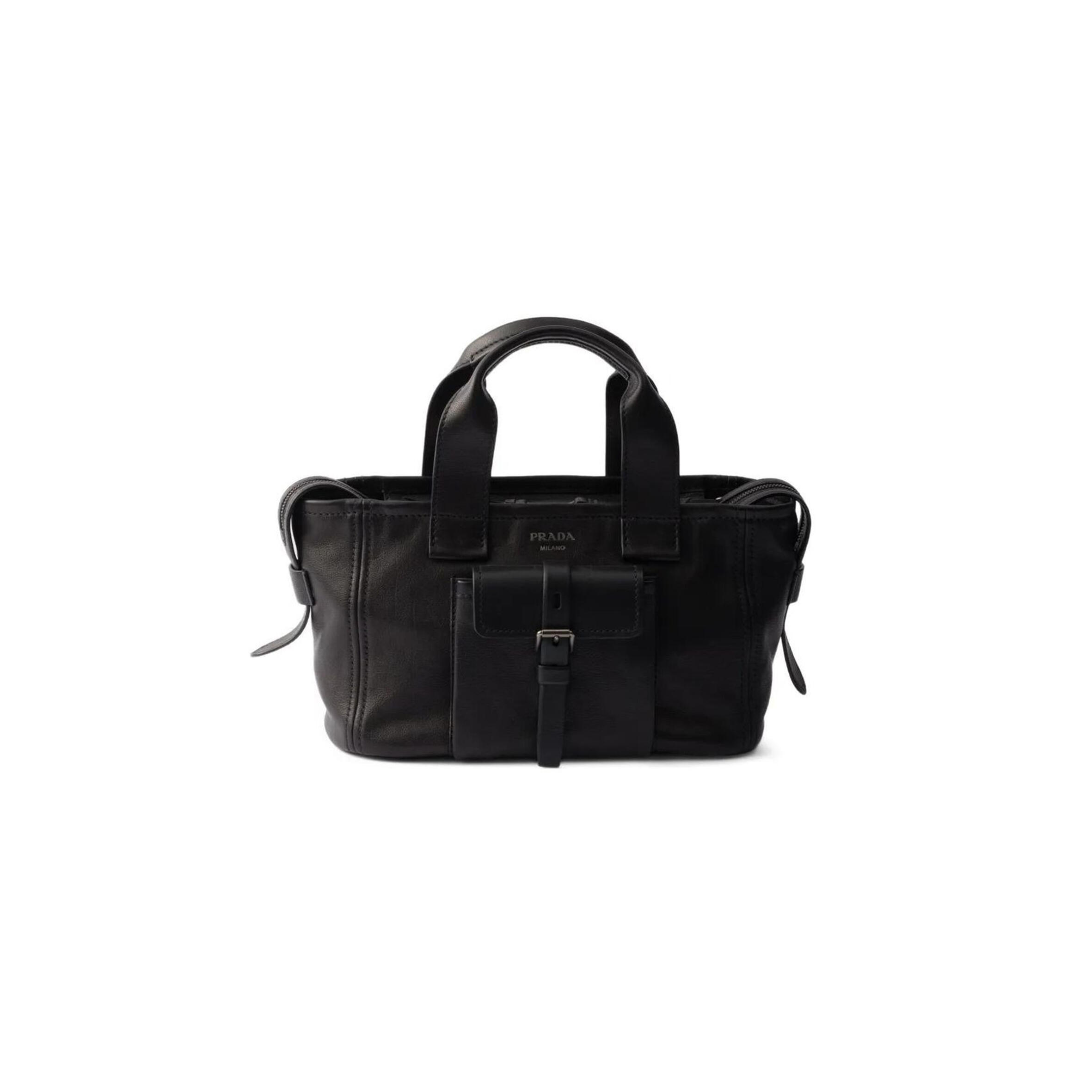 PRADA ROUTE MEDIUM LEATHER TOTE BAG 1BG660 (28*21*13cm)